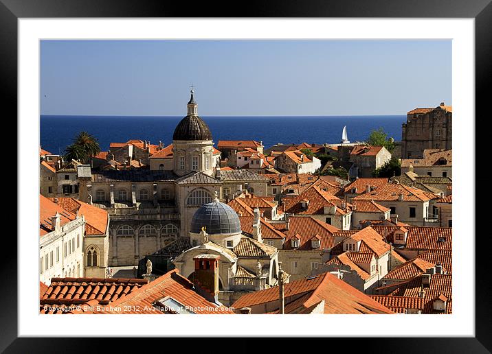 Dubrovnik Evening Gold and Red Framed Mounted Print by Bill Buchan