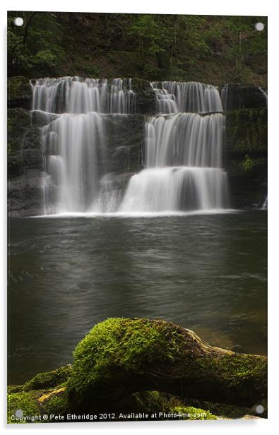 Timeless Waterfall, Ystradfellte, Cymru Acrylic by Pete Etheridge