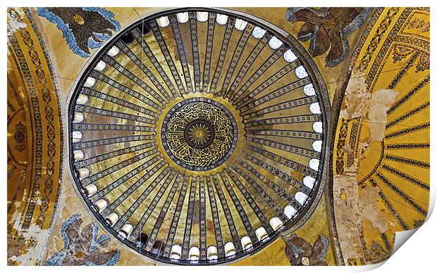 Inner main dome murials Hagia Sophia Print by Arfabita  