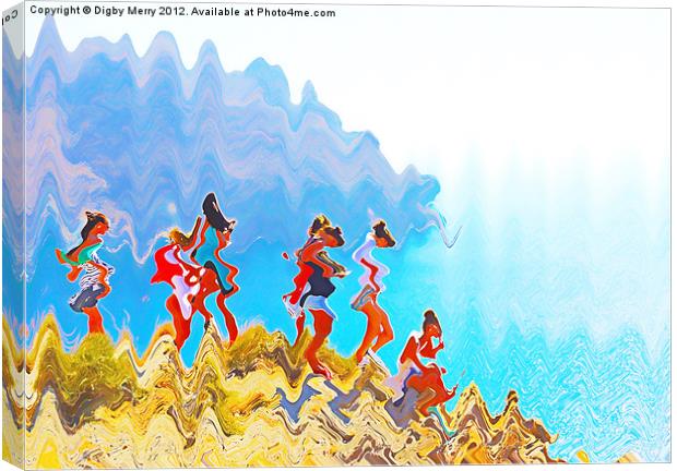 Girls on a cliff Canvas Print by Digby Merry