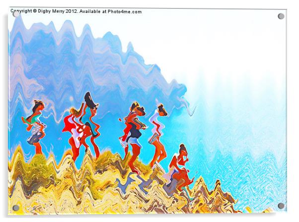 Girls on a cliff Acrylic by Digby Merry