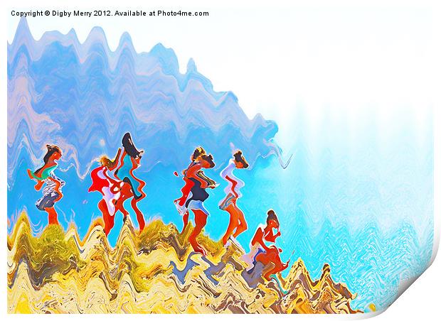 Girls on a cliff Print by Digby Merry