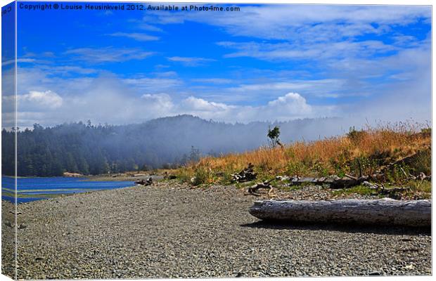 A foggy morning at Whiffin Spit Canvas Print by Louise Heusinkveld