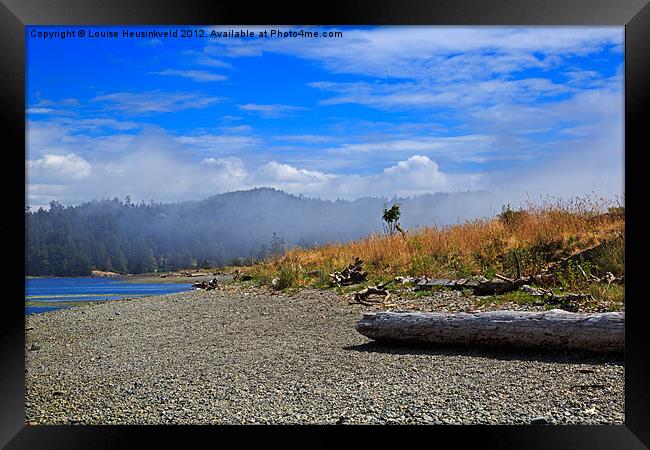A foggy morning at Whiffin Spit Framed Print by Louise Heusinkveld