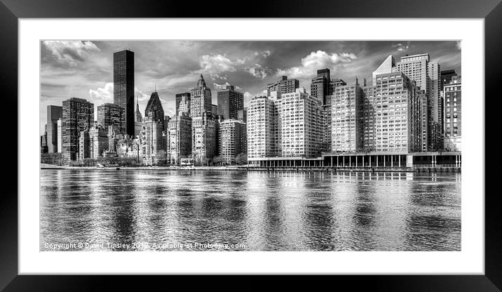 East River Manhattan In Monochrome Framed Mounted Print by David Tinsley