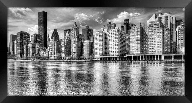 East River Manhattan In Monochrome Framed Print by David Tinsley