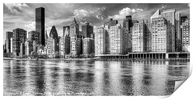 East River Manhattan In Monochrome Print by David Tinsley
