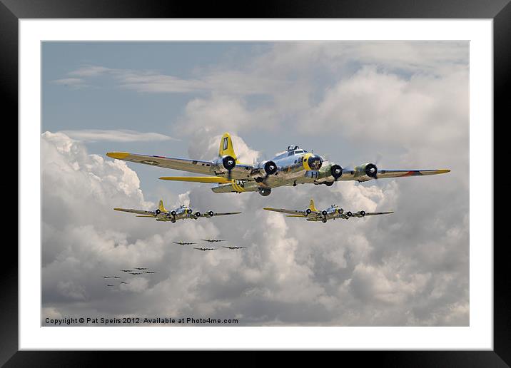 B17 - 486th BG Formation Outbound Framed Mounted Print by Pat Speirs