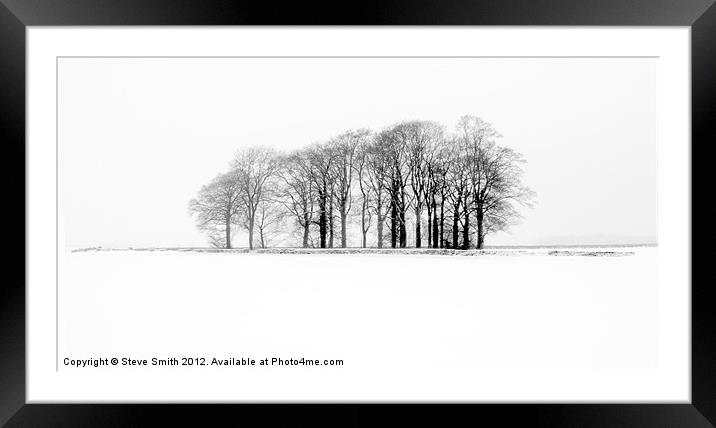Trees in a frozen Cotswold field Framed Mounted Print by Steve Smith