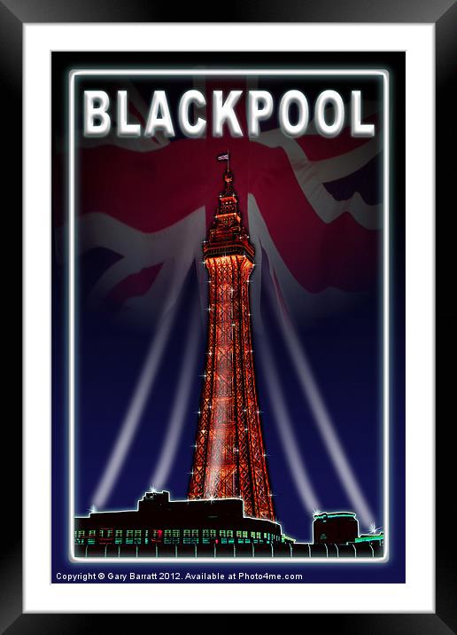 Blackpool Tower Flourecent White Framed Mounted Print by Gary Barratt
