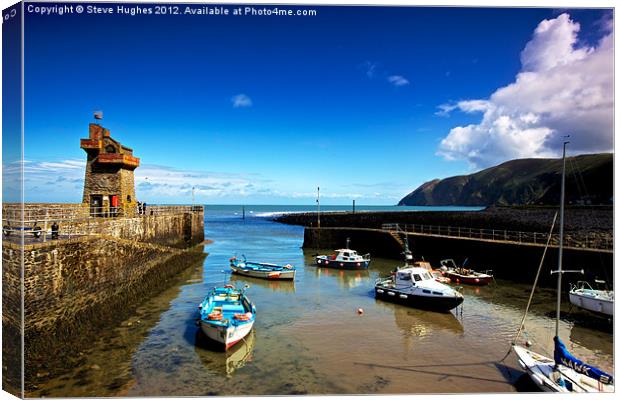 Lynmouth Harbour looking out to sea Canvas Print by Steve Hughes