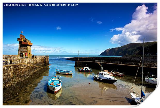 Lynmouth Harbour looking out to sea Print by Steve Hughes