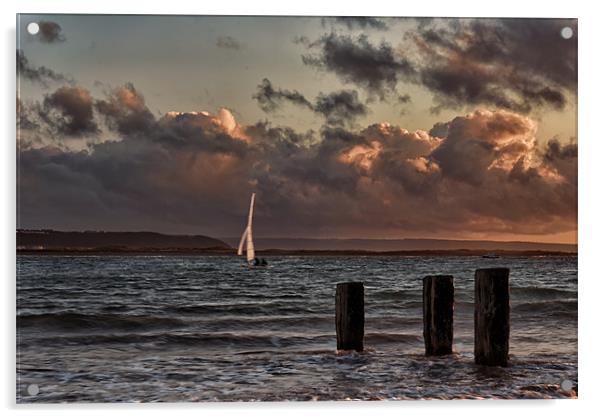 Sailing Dinghy Acrylic by Dave Wilkinson North Devon Ph