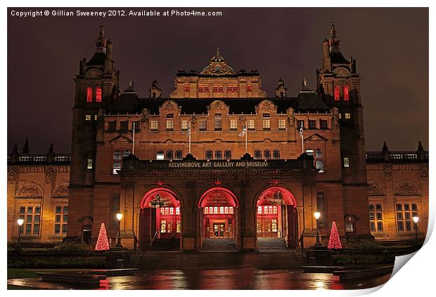 Kelvingrove Art Gallery Museum Glasgow Print by Gillian Sweeney