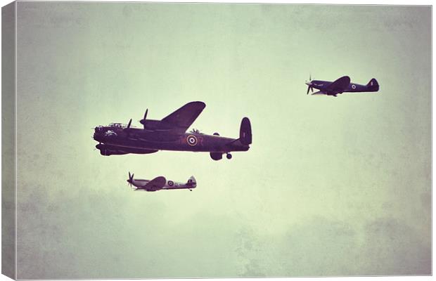 Lancaster Bomber, Spitfire and Hurricane Canvas Print by Jonny Essex