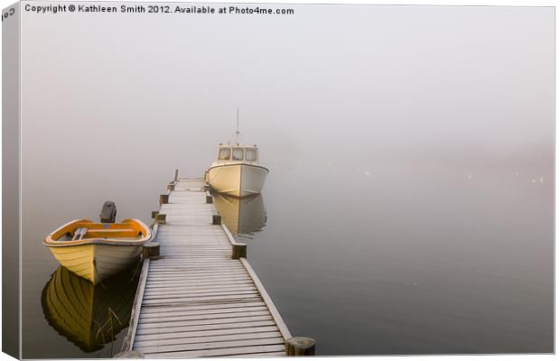 Frosted jetty in mist Canvas Print by Kathleen Smith (kbhsphoto)