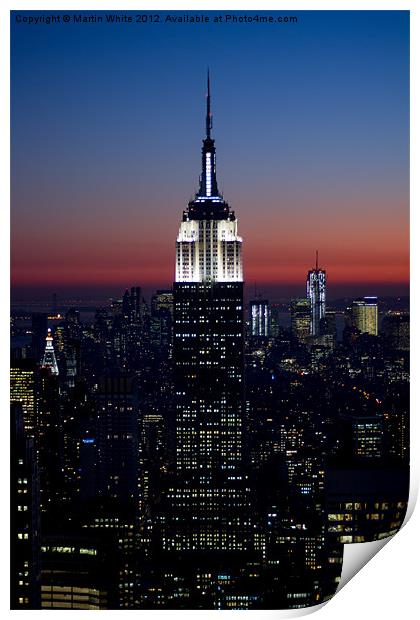 Empire State at Sunset Print by Martin White