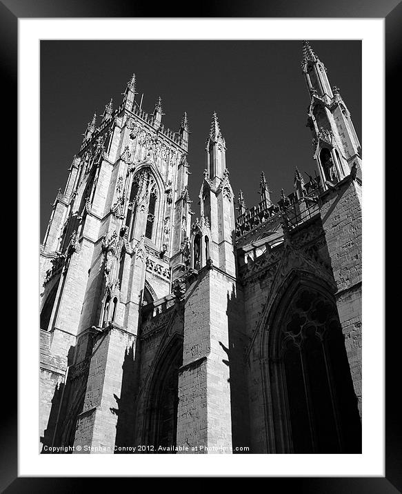York Minster in Black and White Framed Mounted Print by Stephen Conroy