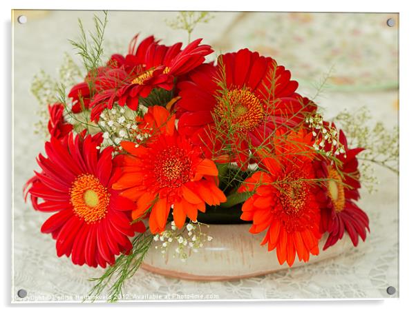 Gerbera Daisies Acrylic by Louise Heusinkveld