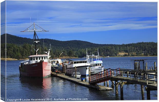 Fishing boats at Sooke, British Columbia Canvas Print by Louise Heusinkveld