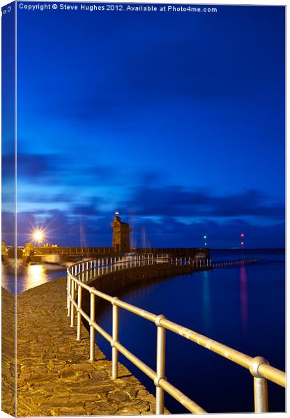 Dusk at the Rhenish Tower Lynmouth Canvas Print by Steve Hughes