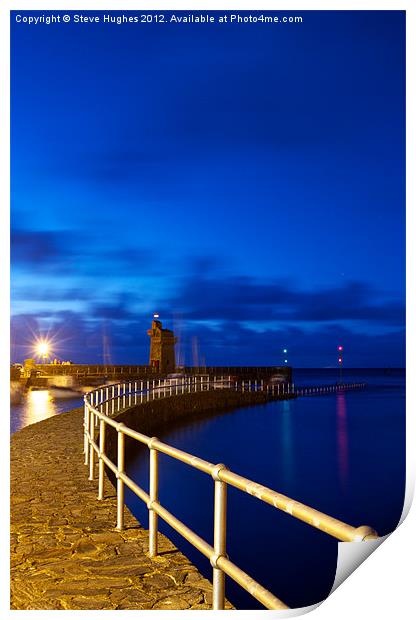 Dusk at the Rhenish Tower Lynmouth Print by Steve Hughes