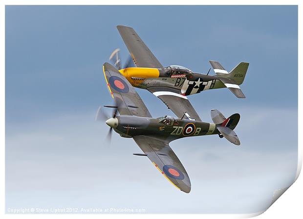 Spitfire & P-51 Mustang Print by Steve Liptrot