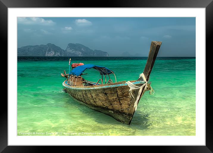 Longtail Boat Thailand Framed Mounted Print by Adrian Evans
