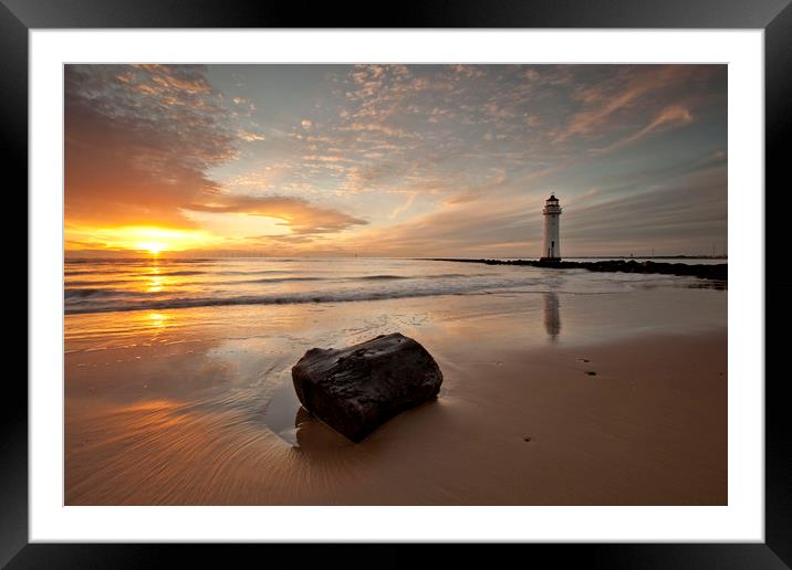 SUNSET AT THE ROCK ( New Brighton ) Framed Mounted Print by raymond mcbride