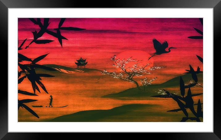 Oriental Dusk Framed Mounted Print by Anthony Michael 