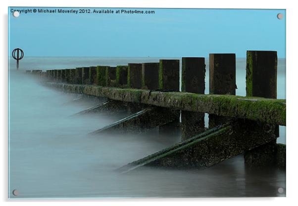 Aberdeen Beach Groynes Acrylic by Michael Moverley