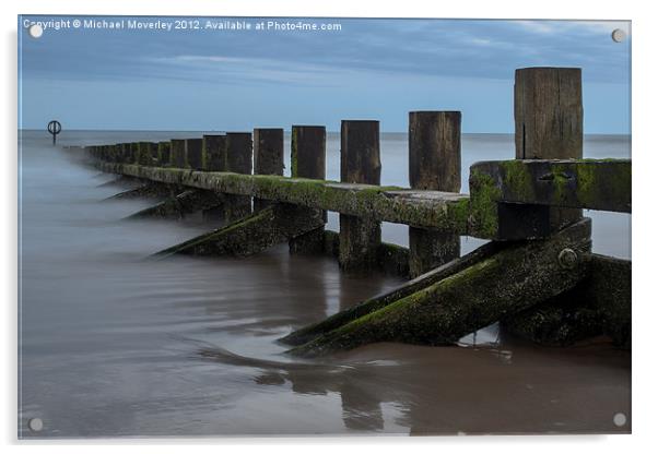 Groynes at Aberdeen Beach Acrylic by Michael Moverley