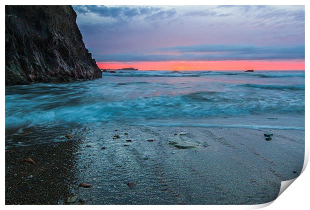 Lusty Glaze Cove Sunset Print by Jonathan Swetnam