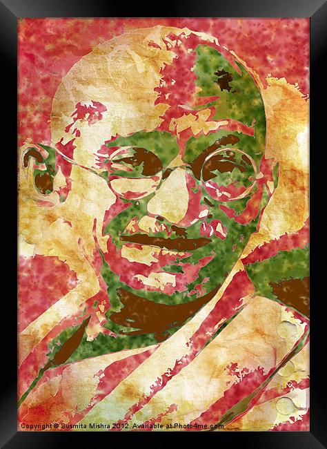 Father of India Mahatma Gandhi Framed Print by Susmita Mishra