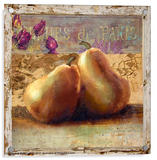 Two Pears Still Life Acrylic by Betty LaRue