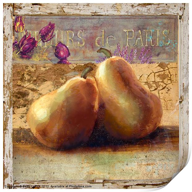 Two Pears Still Life Print by Betty LaRue