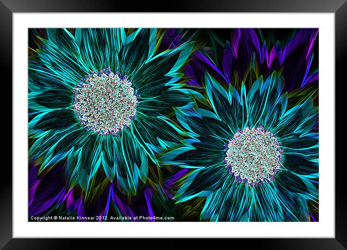 Neon Glow Flowers Framed Mounted Print by Natalie Kinnear