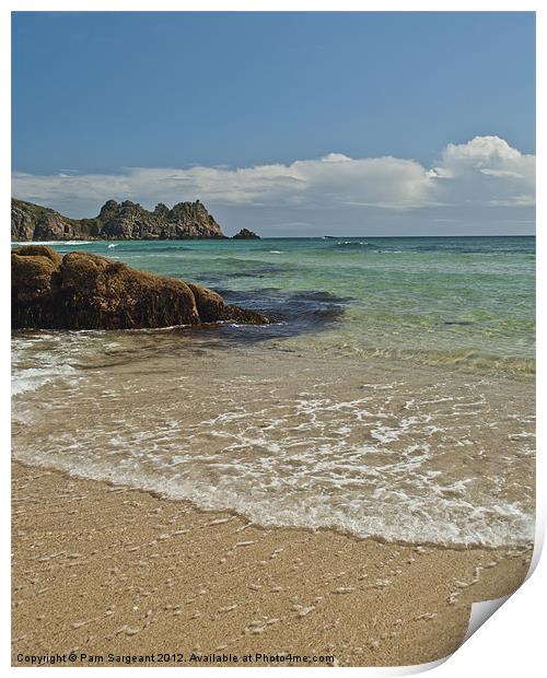 Porthcurno Beach Print by Pam Sargeant