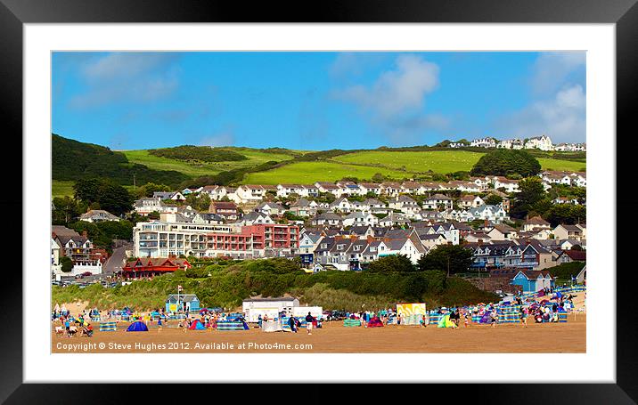 Woolacombe town in Summer Framed Mounted Print by Steve Hughes