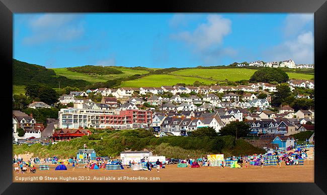 Woolacombe town in Summer Framed Print by Steve Hughes