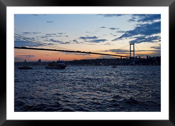Sundown over Bosphorus and Bogazici Istanbul Framed Mounted Print by Arfabita  