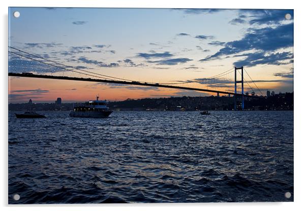 Sundown over Bosphorus and Bogazici Istanbul Acrylic by Arfabita  