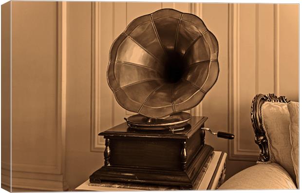 Old antique gramophone in room setting Canvas Print by Arfabita  
