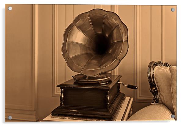 Old antique gramophone in room setting Acrylic by Arfabita  