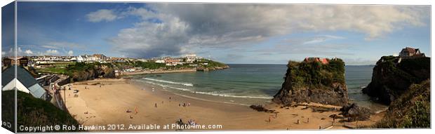 Panorama of Newquay Canvas Print by Rob Hawkins