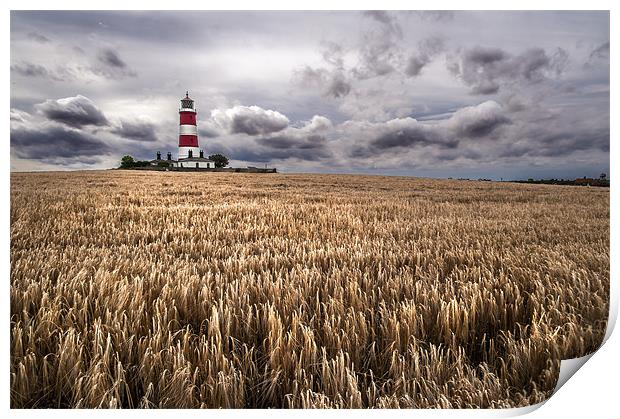 Happisburgh Lighthouse at harvest time Print by Stephen Mole