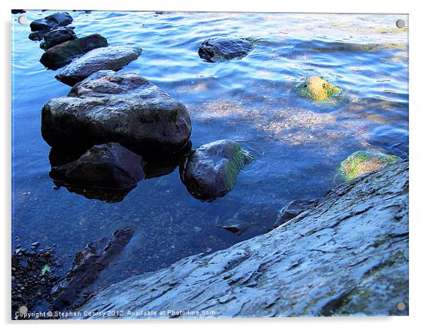 Rocks in Lake Acrylic by Stephen Conroy