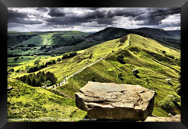 The Ridge to Mam Tor. Back Tor Derbyshire Framed Print by Darren Burroughs