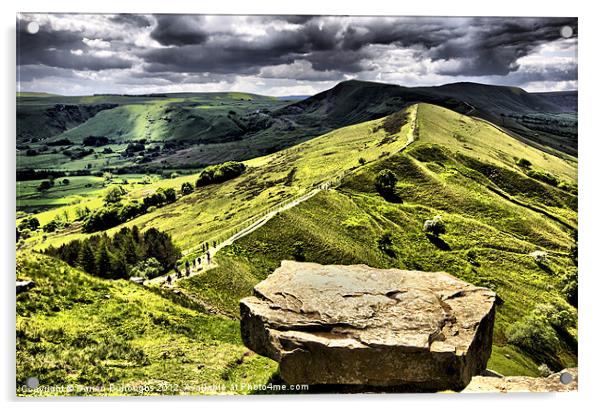 The Ridge to Mam Tor. Back Tor Derbyshire Acrylic by Darren Burroughs