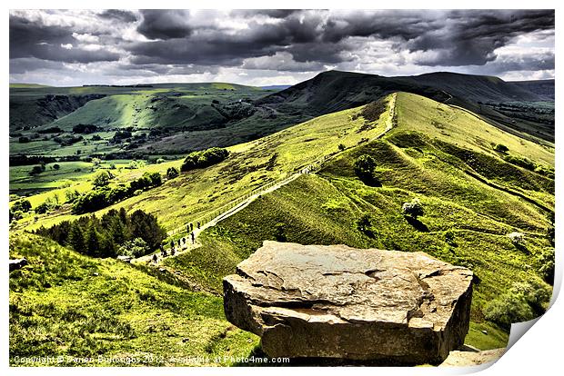 The Ridge to Mam Tor. Back Tor Derbyshire Print by Darren Burroughs